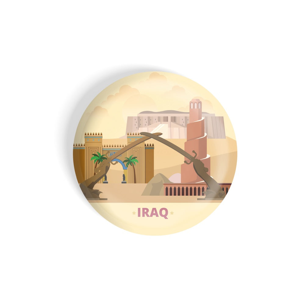 dhcrafts Round Fridge Magnet yellow Color Iraq Glossy Finish Design Pack of 1 (75 mm)